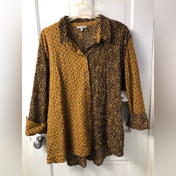 Habitat Spot-On shaped shirt XL bronze yellow black blouse - Picture 2 of 9